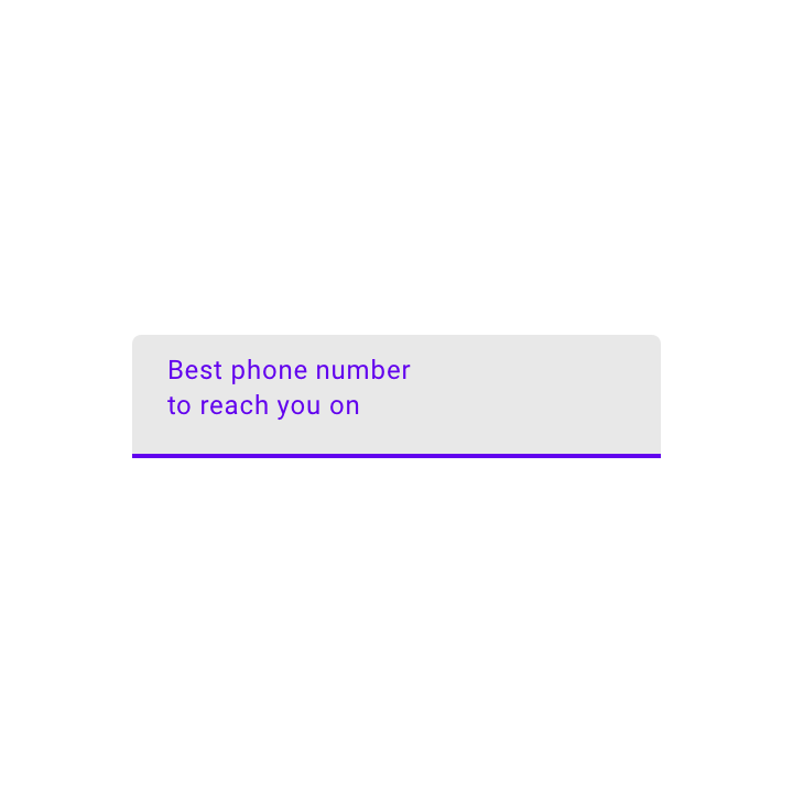 Filled text field with text taking up two lines