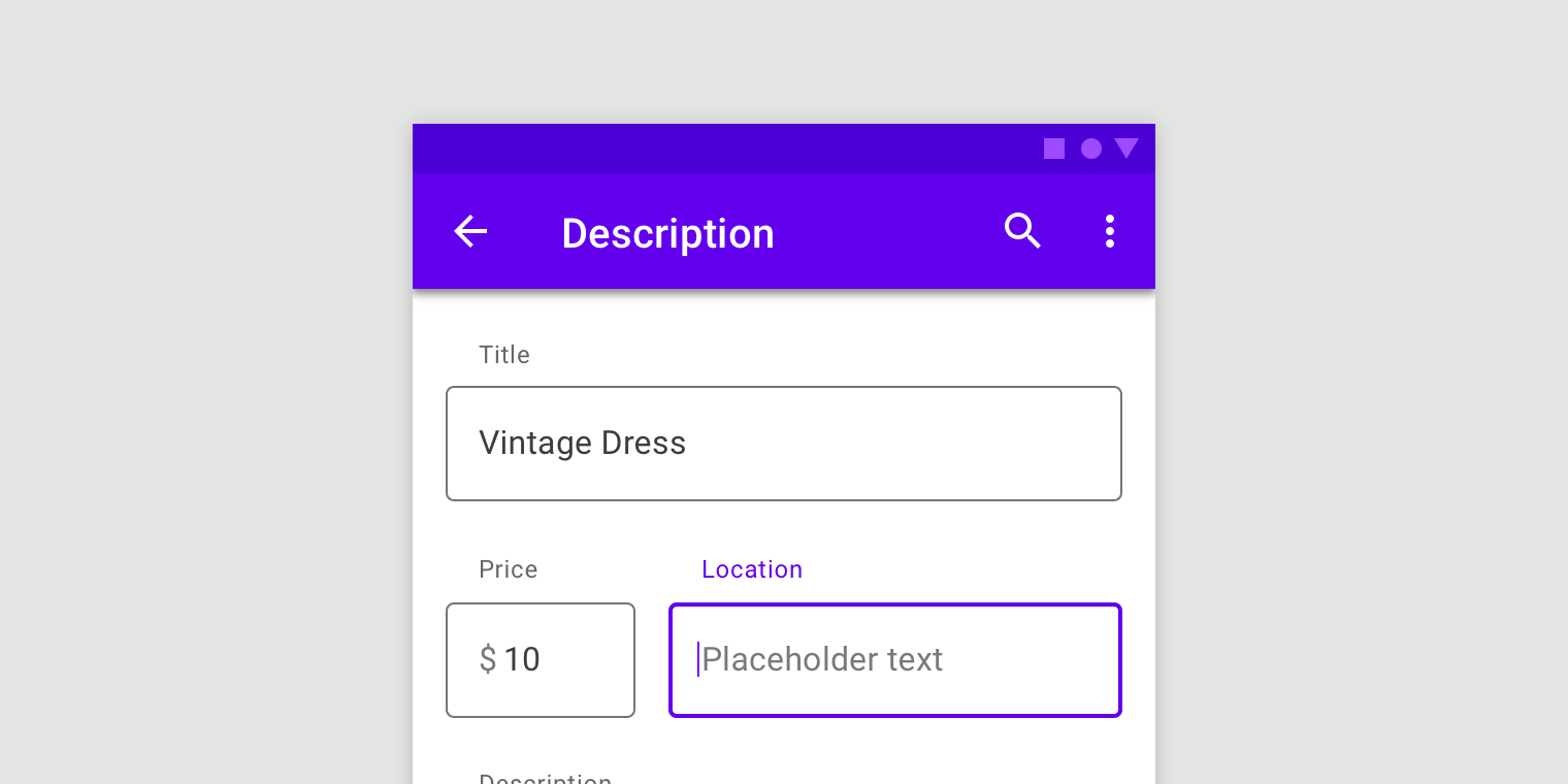 Form with separate labels above the inactive text fields