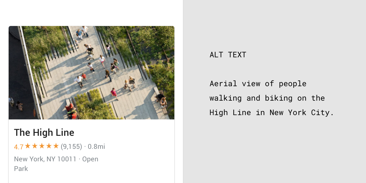 New York City Highline and alt text example