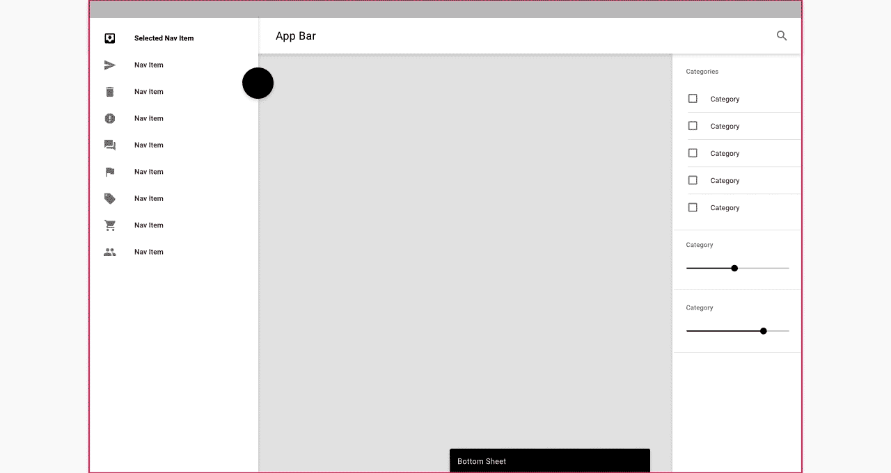 Diagram of a layout changing across screen sizes