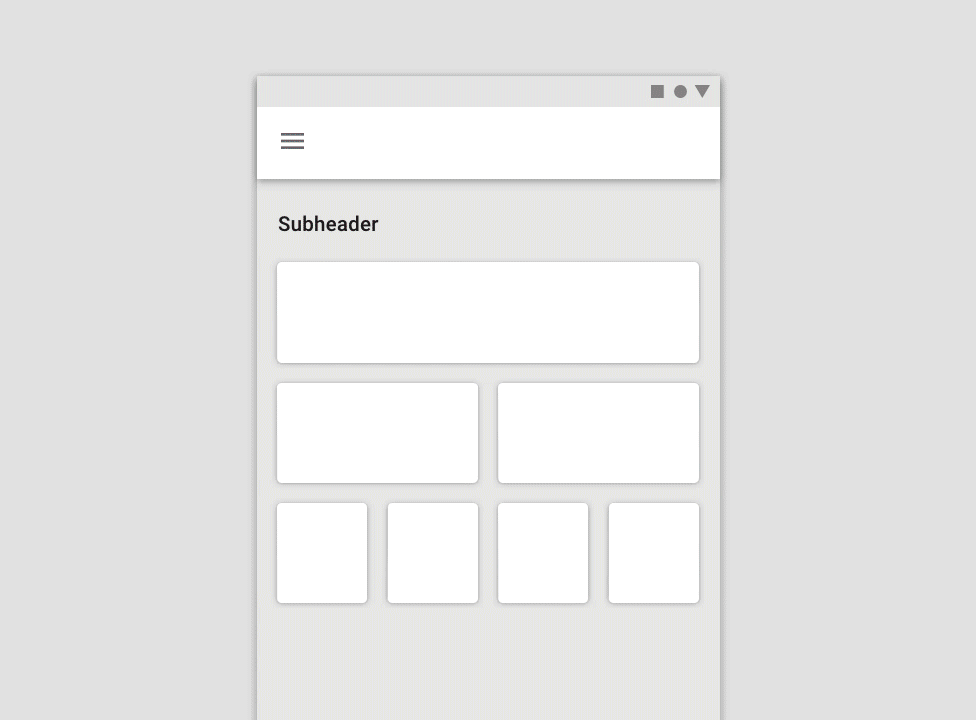 Animation of columns and content expanding while margins and gutters remain the same size as app screen width increases