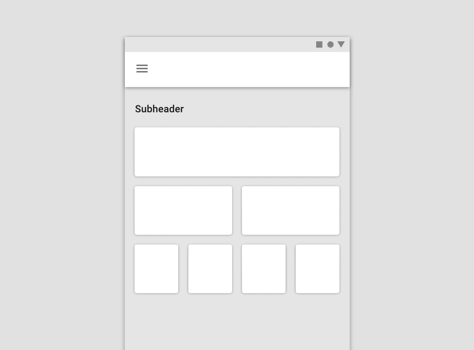 Animation of margins expanding while columns, gutters and content remain the same size as app screen width increases