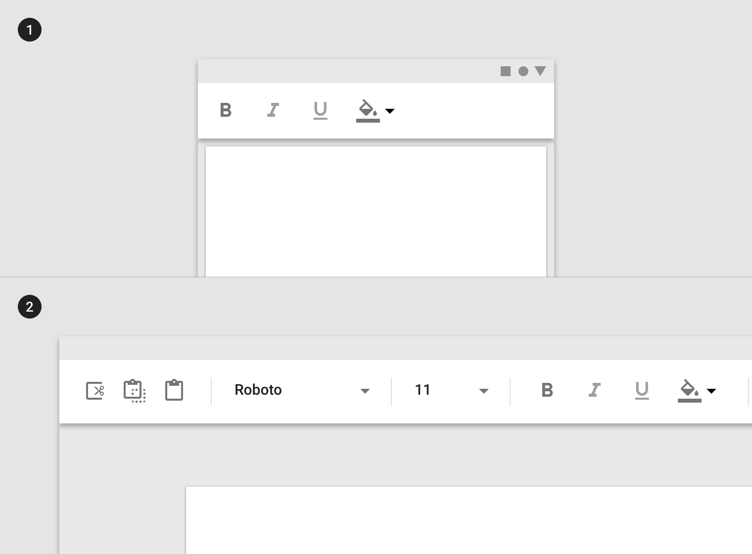 Text editing UI on small and large screens