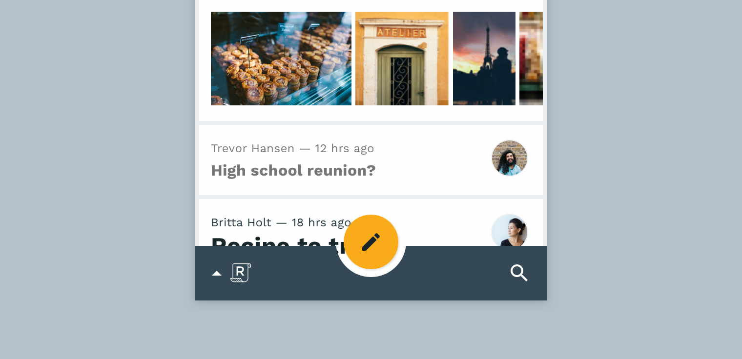 Email app with Paris photos and message about high school reunion