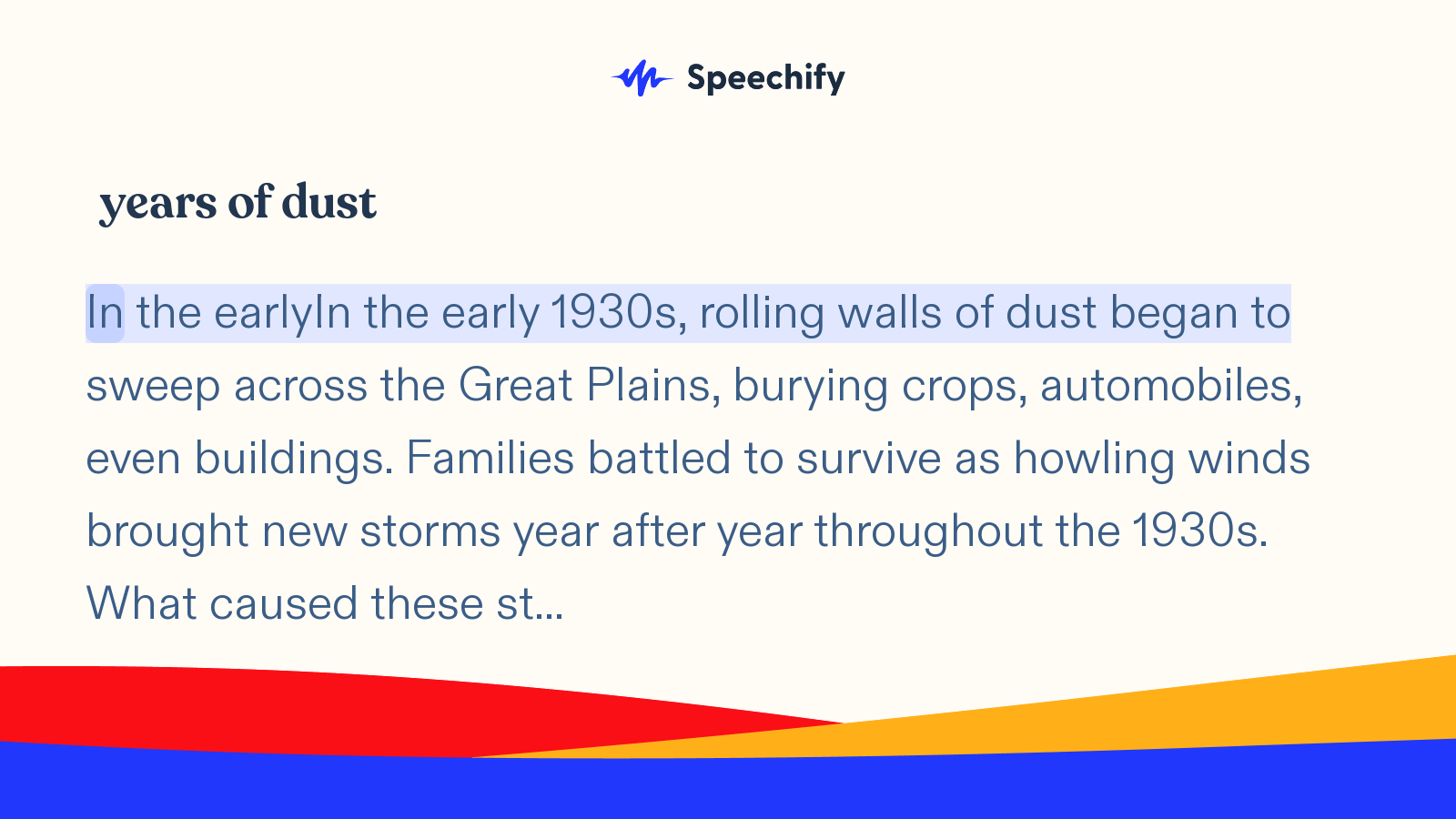 Years Of Dust A Speechify Soundbite 