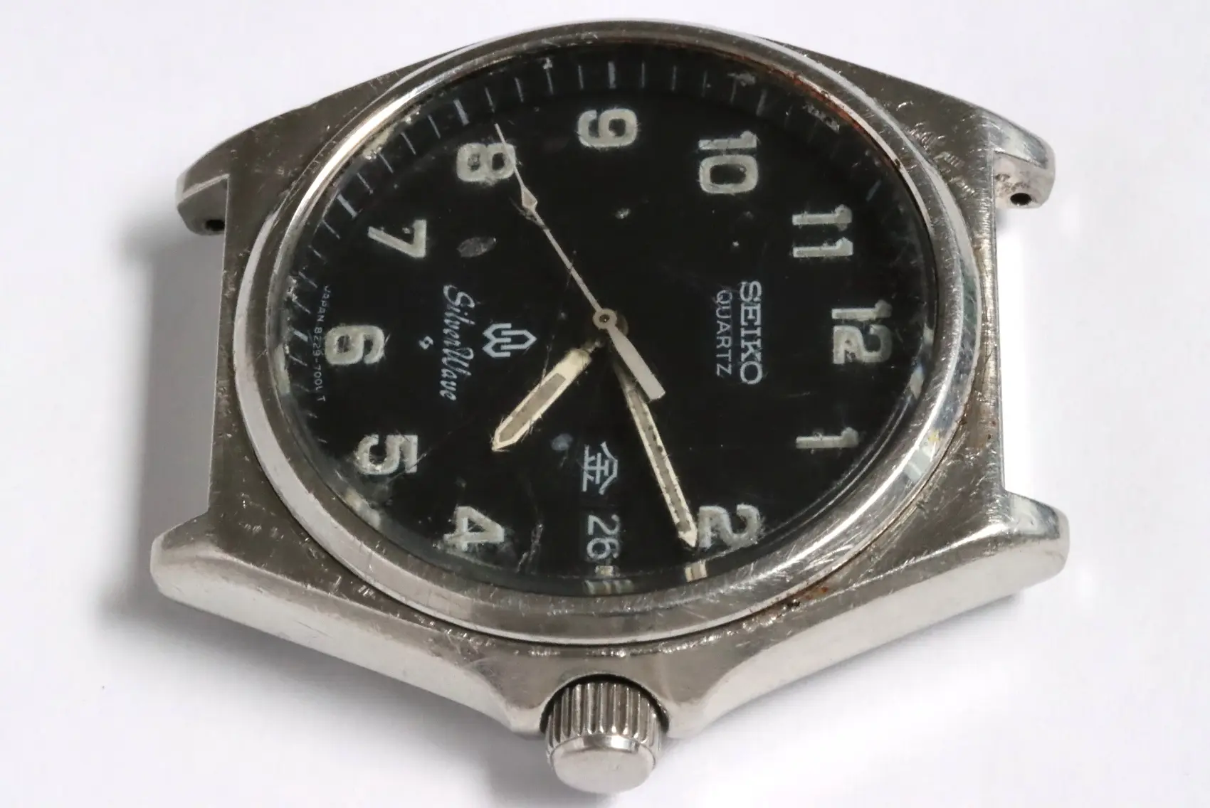 Seiko 8229-7000 silver wave watch for spares restore