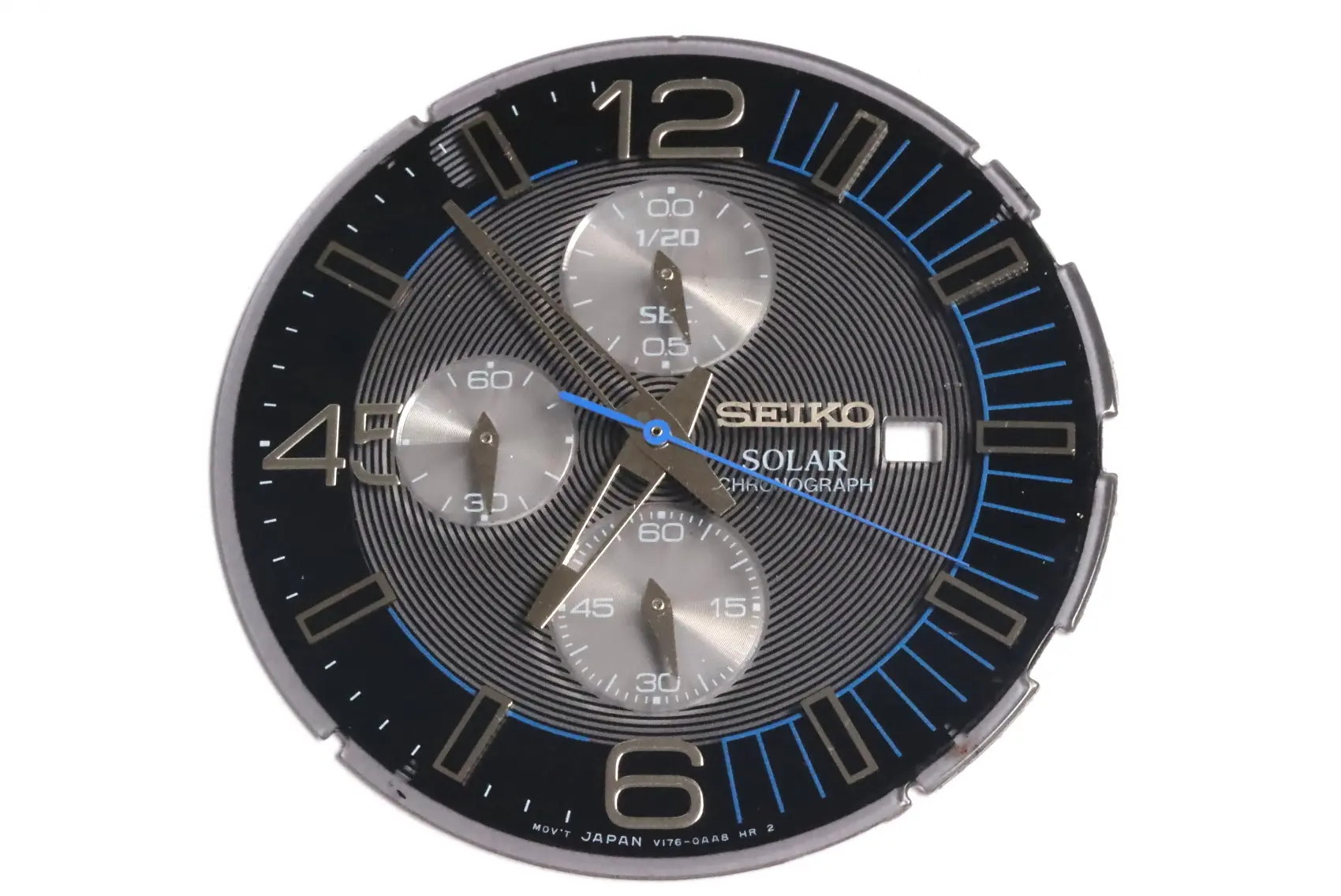 Seiko dial and hands for Seiko V176-0AA0 solar chronograph 