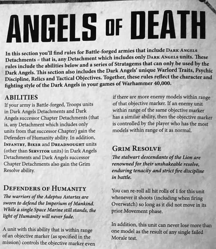 Dark Angels Special Rules & Abilities REVEALED Spikey Bits