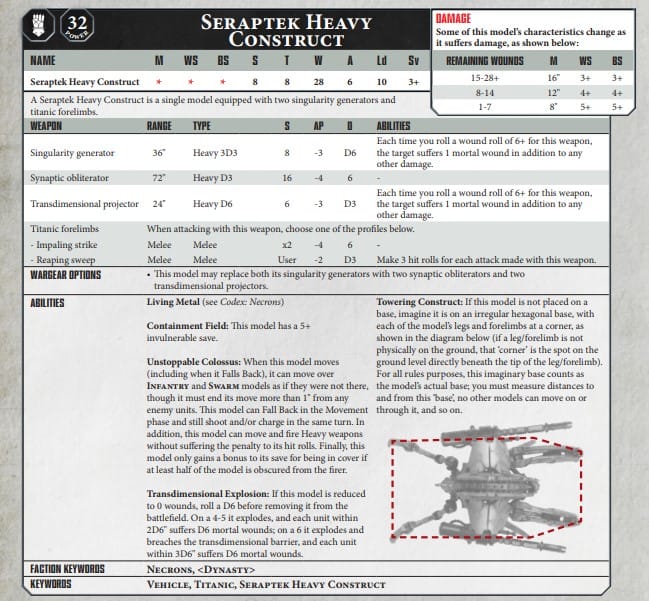 Necrons Strike Back Seraptek Construct Vs. Knight Castellan Spikey Bits