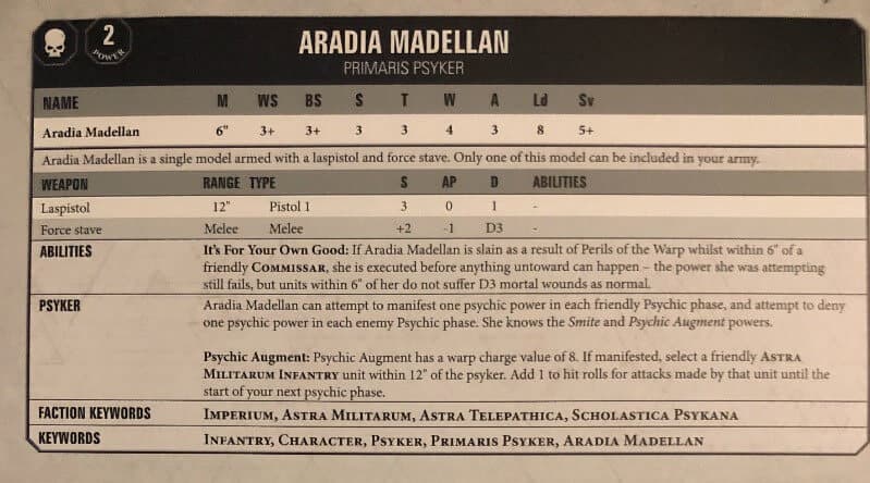 Aradia Madellan, Primaris Psyker - 300. Слит правила