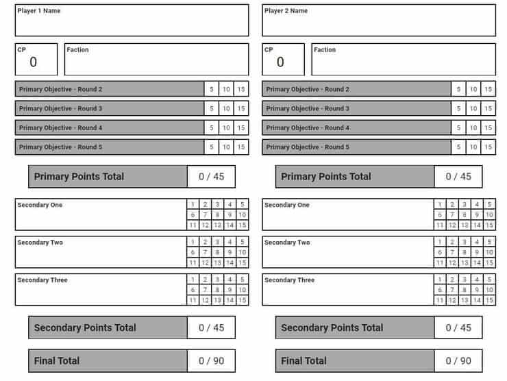 play nine score cards