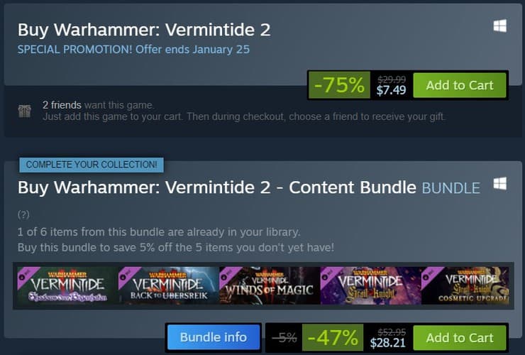 Warhammer Vermintide 2 75 Off Steam Sale Spikey Bits