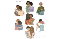 Illustration of people hugging each other