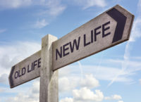 Old Life / New Life sign: New life concept for fresh start, new year resolution, dieting and healthy lifestyle.