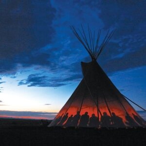 teepee with silhouettes