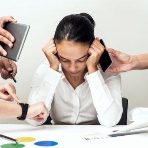 Woman experiencing burnout at work