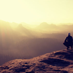 Man looking over horizon