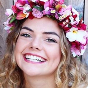 Girl wearing flower garland