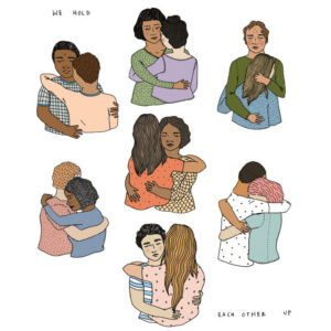 Illustration of people hugging each other