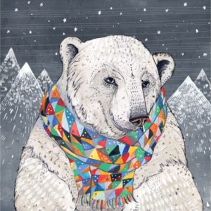 Illustration of polar bear wearing scarf