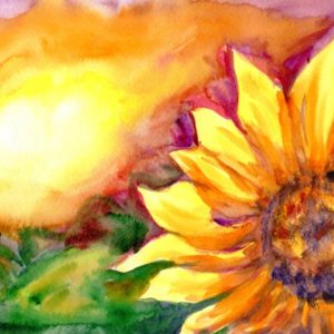 Illustration of bright sunflower and sunshine