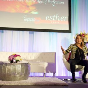 Esther Perel speaking at Emerging Women conference