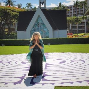 Eve Hogan walking a labyrinth