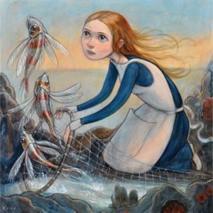 illustration of girl and fish