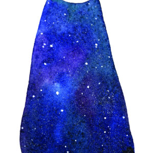 Woman with the universe in her dress