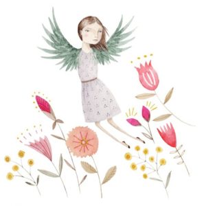 Illustration of girl with wings