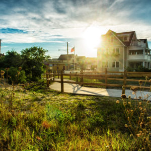 A classic American home at dusk