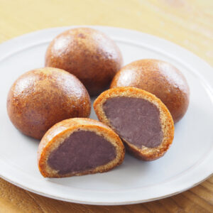 Japanese manju on a white plate