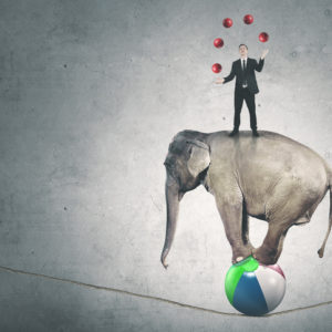 <img src="jugging on a tightrope.jpg" alt="man juggling balls on top of elephant balancing on a ball on a tightrope"/>