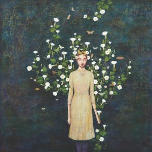 Late Bloomers by Duy Huynh, painting of a woman with flowers growing from her body