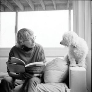 Portrait of Mary Oliver and dog