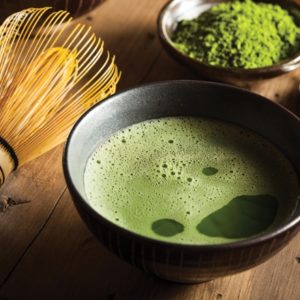 Matcha tea and tea wisk