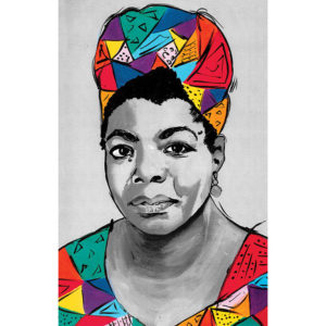 Colorful painting of Maya Angelou