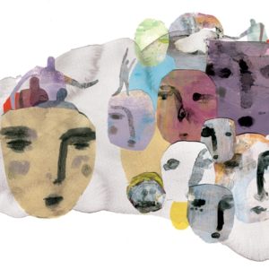 Colorful abstract image of faces