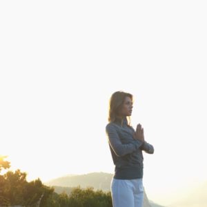 Woman saluting the morning