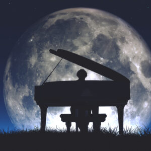 Piano and giant moon