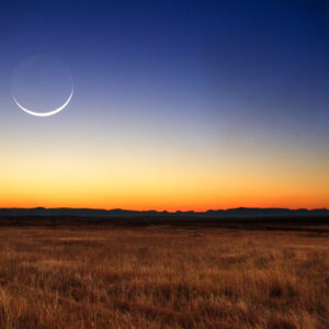 Beautiful new moon at sunset in Madagascar