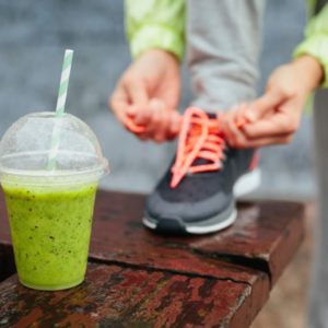 Athlete and green smoothie