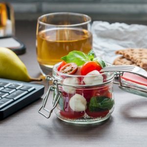 Healthy lunch at office desk