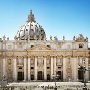 St. Peter's Basilica with a blue sky