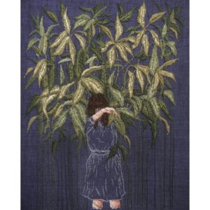 Stitching of woman and plants