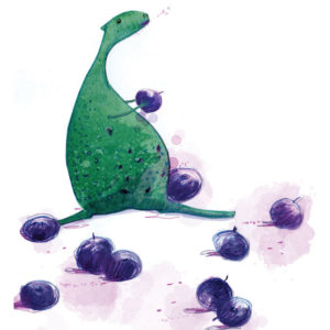 illustration of dinosaur and berries