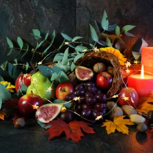 Thanksgiving cornucopia display