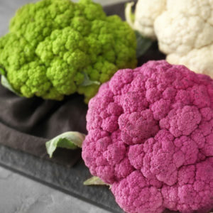 Three colors of cauliflower