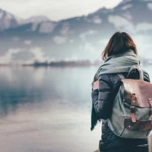 Woman looking at lake