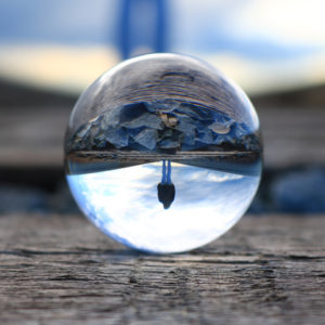 Upside down reflection in a drop of water